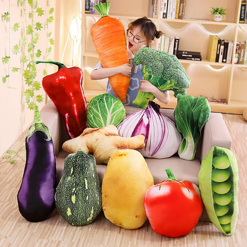 Simulation Soft Strawberry Apple Onion Corn Carrot Fruit and Vegetable Pillow Children Educational Aids Play House Plush Toys