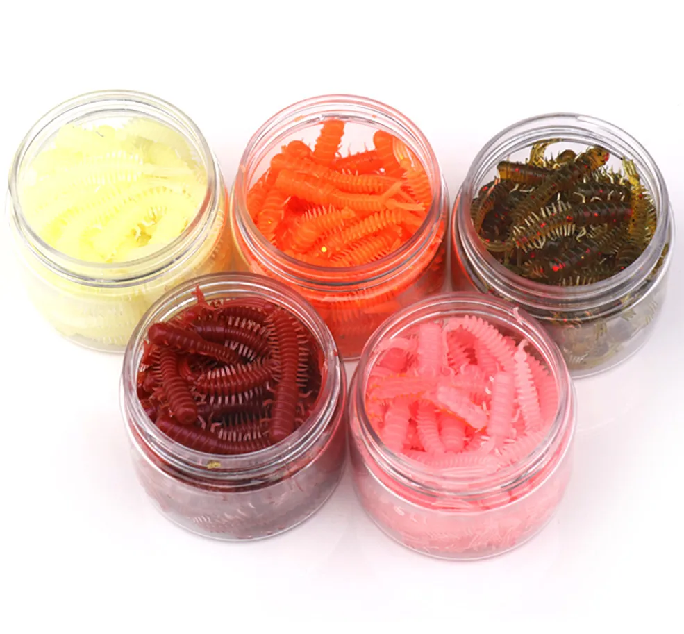 50pcs/bucket 45mm 0.4g Flexible Silicone Worm Soft Plastic Fishing Lure