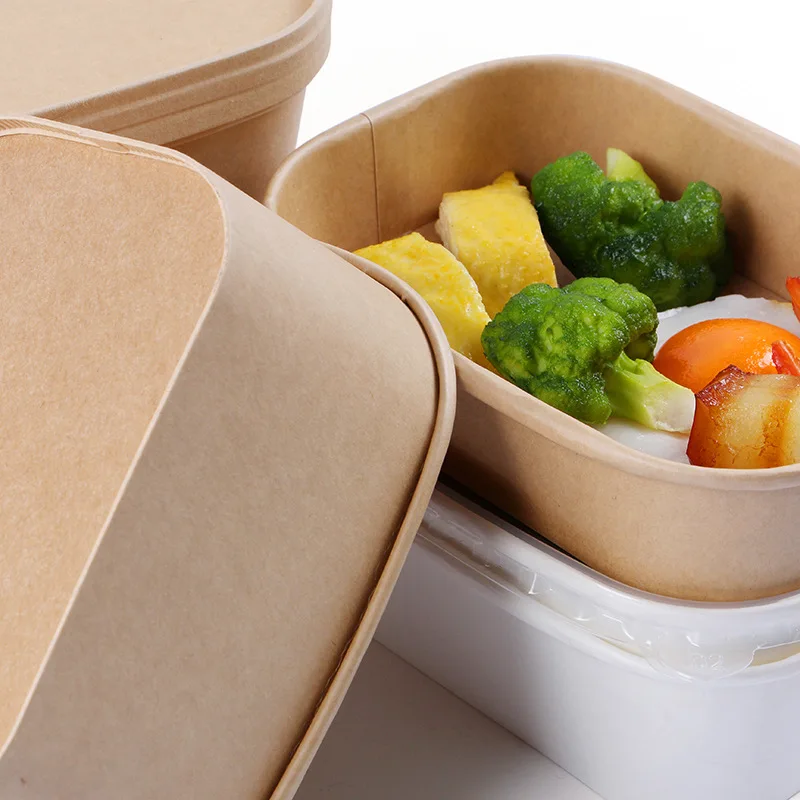 Buy Wholesale China Microwave Heating Lunch Box Spot Disposable Lunch Box  Kraft Paper Rectangular Bowl Takeout Lunch Box Disposable Bowls & Salad Bowl  at USD 0.02