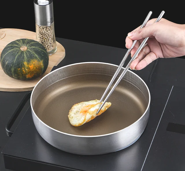 European Stainless Steel Insulated Nonstick Frying Pan Durable Soup and Ice Cream Serving Metal Pot Kitchen Flatware Set