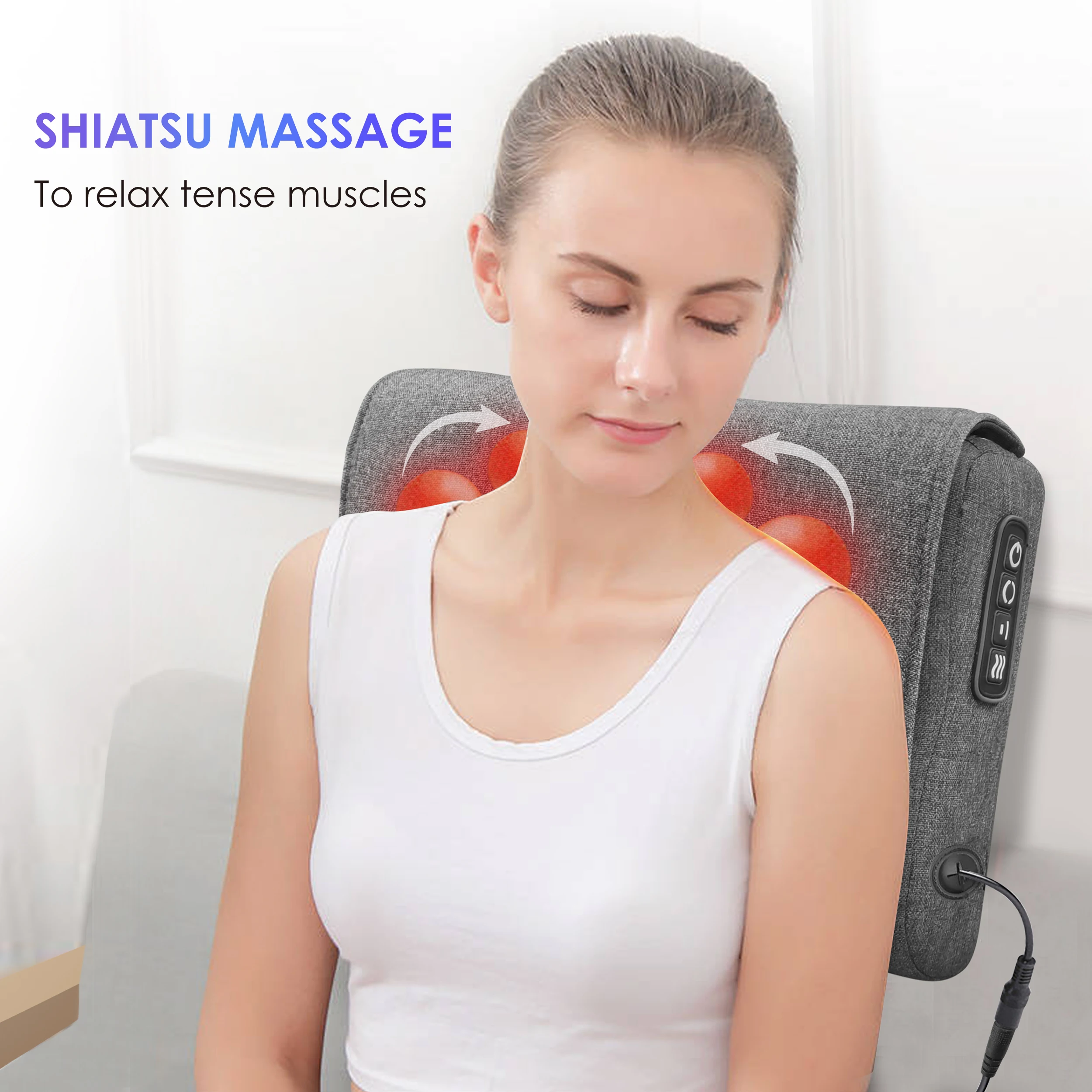 Comfier Shiatsu Neck Massager Pillow- Neck And Back Massager With Heat &  Flexible Massage Nodes - Massage Shawl - AliExpress