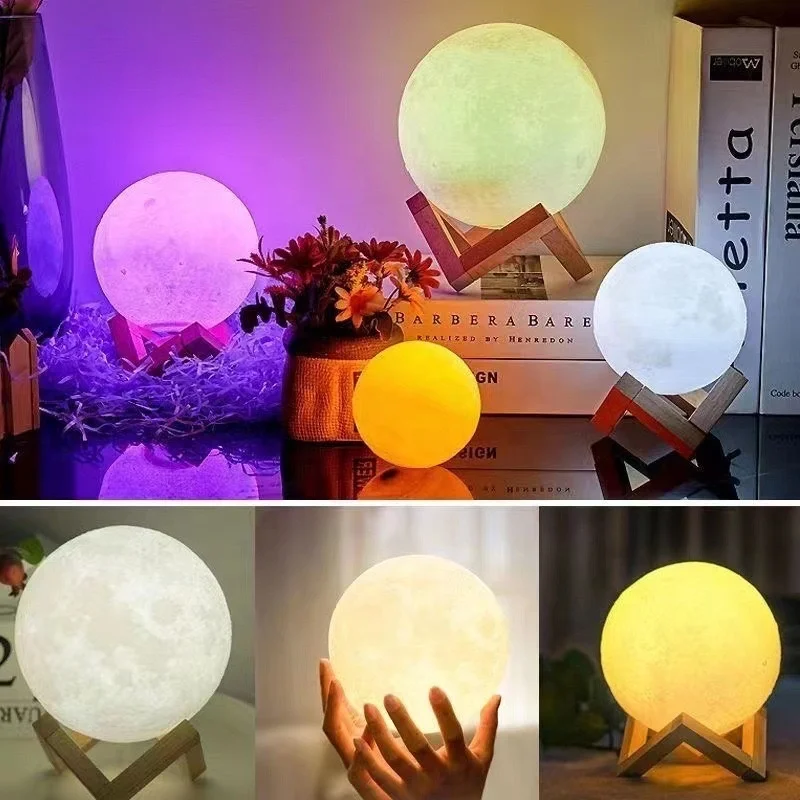 Lampe LED 3D Luna, 16 Couleurs RVB, Tactile et Télécommande, Dimmable