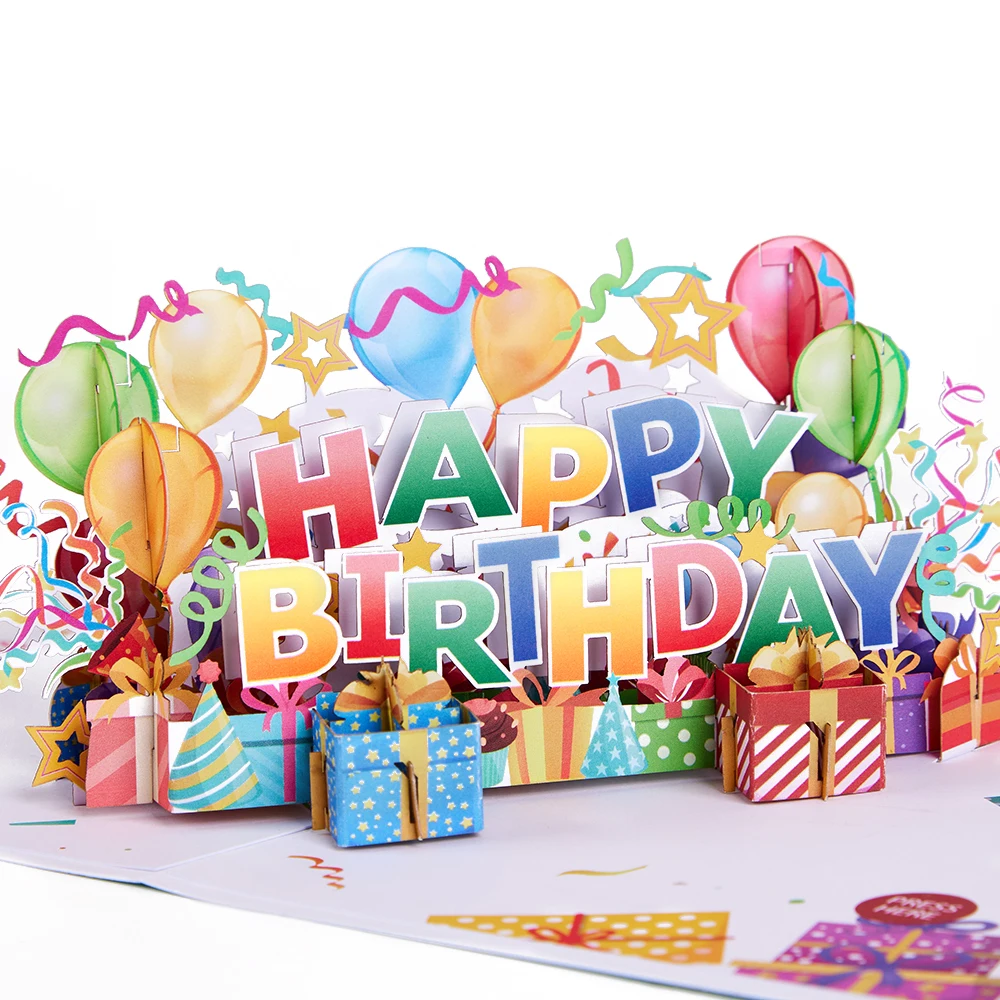 High Quality Led Lights & Music 3d Pop Up Gift Cards Happy Birthday
