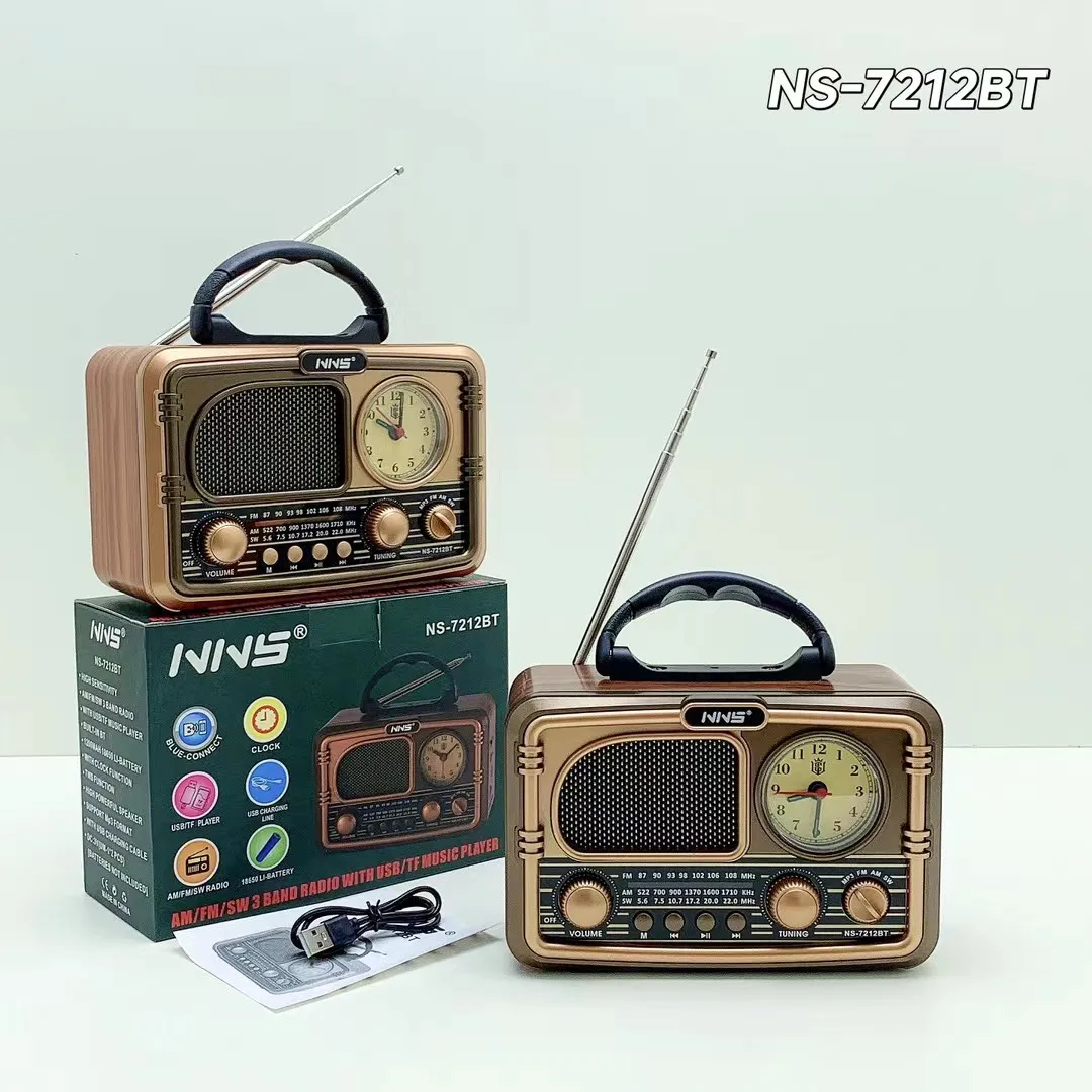 Retro Wireless Speaker - FM AM SW3 Bands Radio NS-7212BT