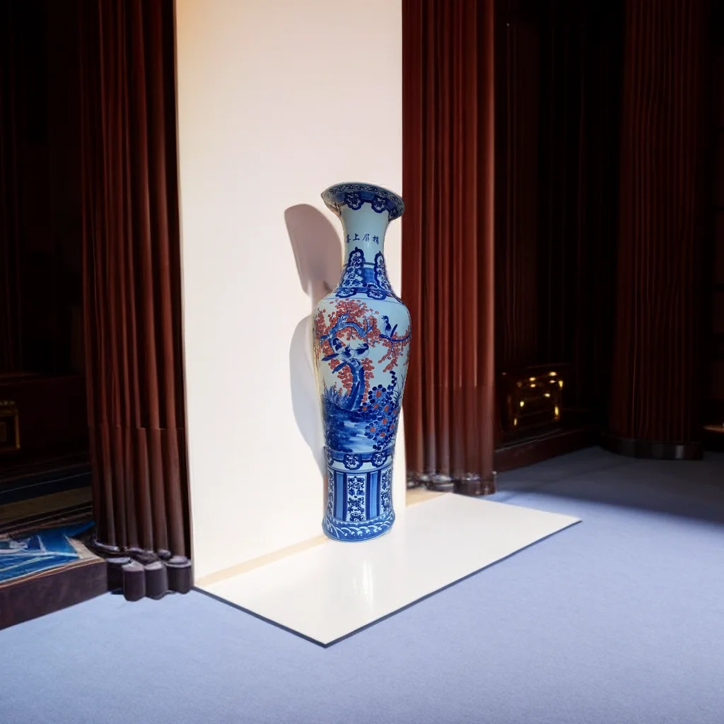 Chinese Handmade Porcelain Floor Vase Hall Decoration Porcelain Indoor ...
