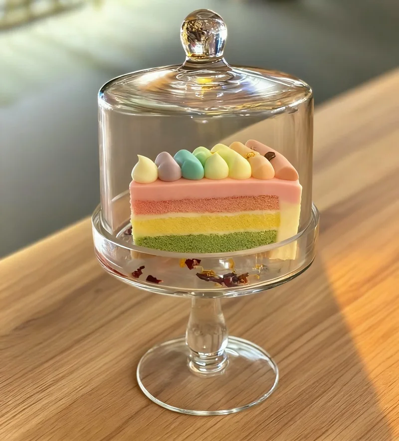 Handmade Glass Cake Stand with Dome - Elegant Dessert Storage Tray for ...