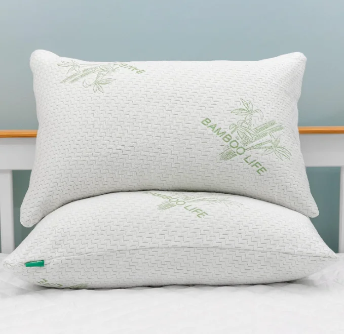 Custom Logo Queen Size Adjustable Height Deep Sleeping Breathable Bamboo Cover Shredded Memory Foam Pillow
