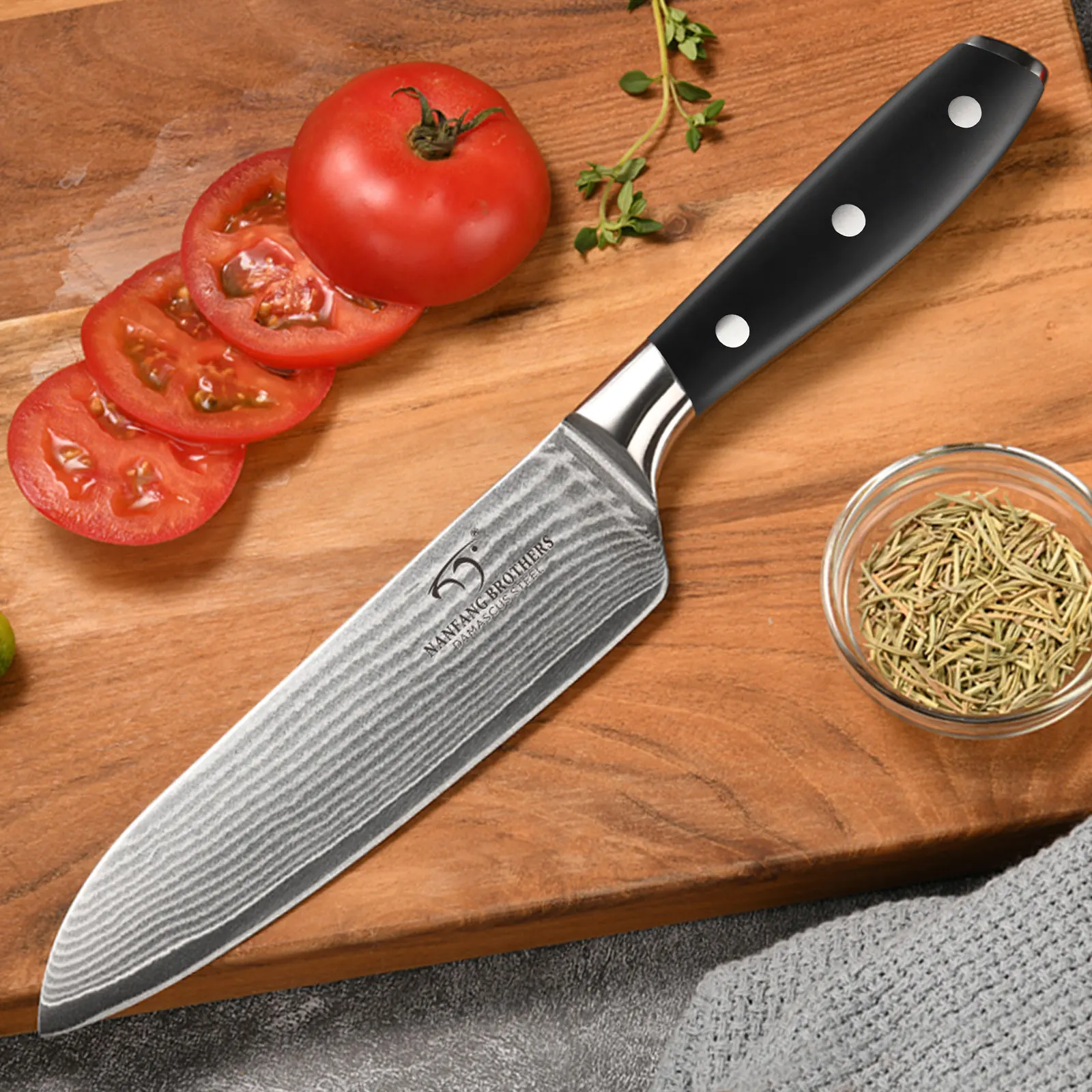 Cuchillo de sushi con mango ABS de 8 pulgadas y hoja de acero de Damasco para chef de uso diario en la cocina._voghion.com
