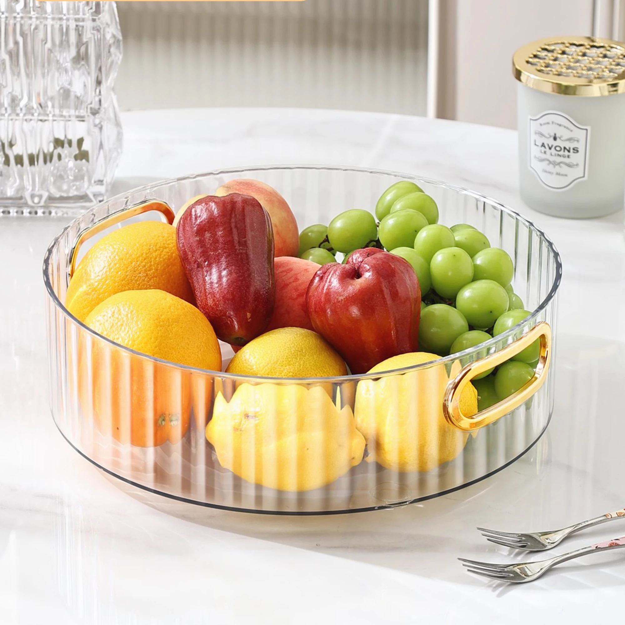 Cesta de Armazenamento Transparente em Plástico para Cozinha com Design Moderno e Luxuoso, Extra Grande, para Organização de Cozinha