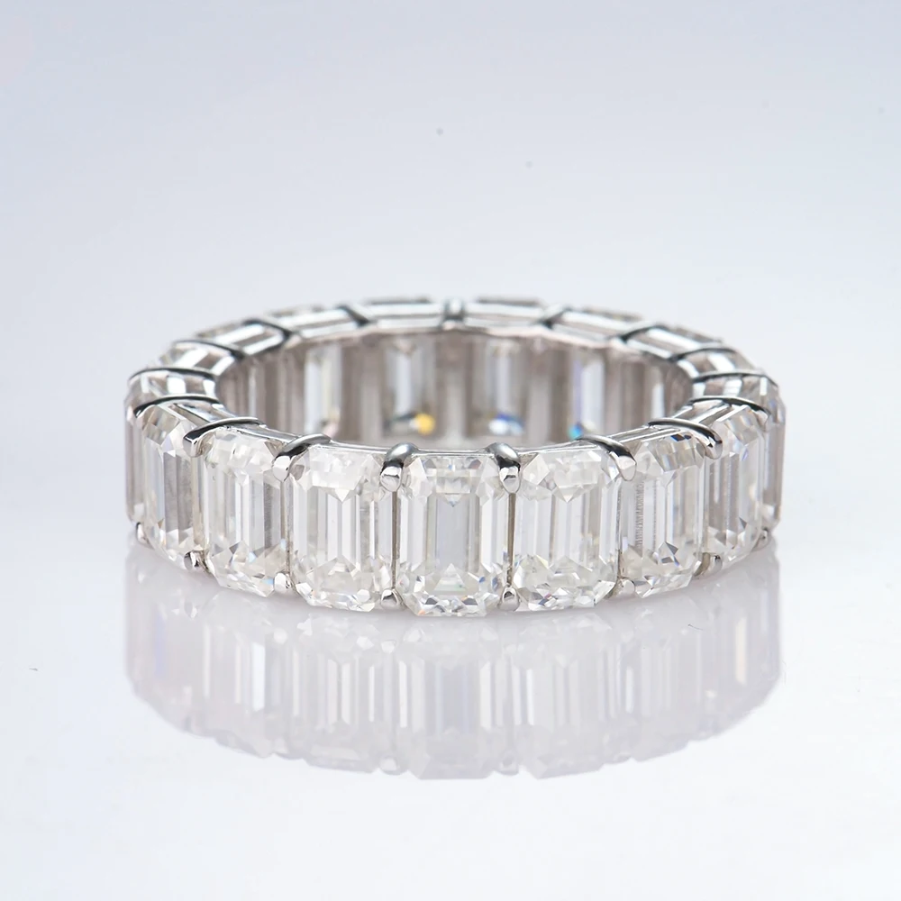 925 Sterling Silver DEF 4*6mm Emerald Cut Mossanite Moissanite 925 Sterling Silver Jewelry for Man
