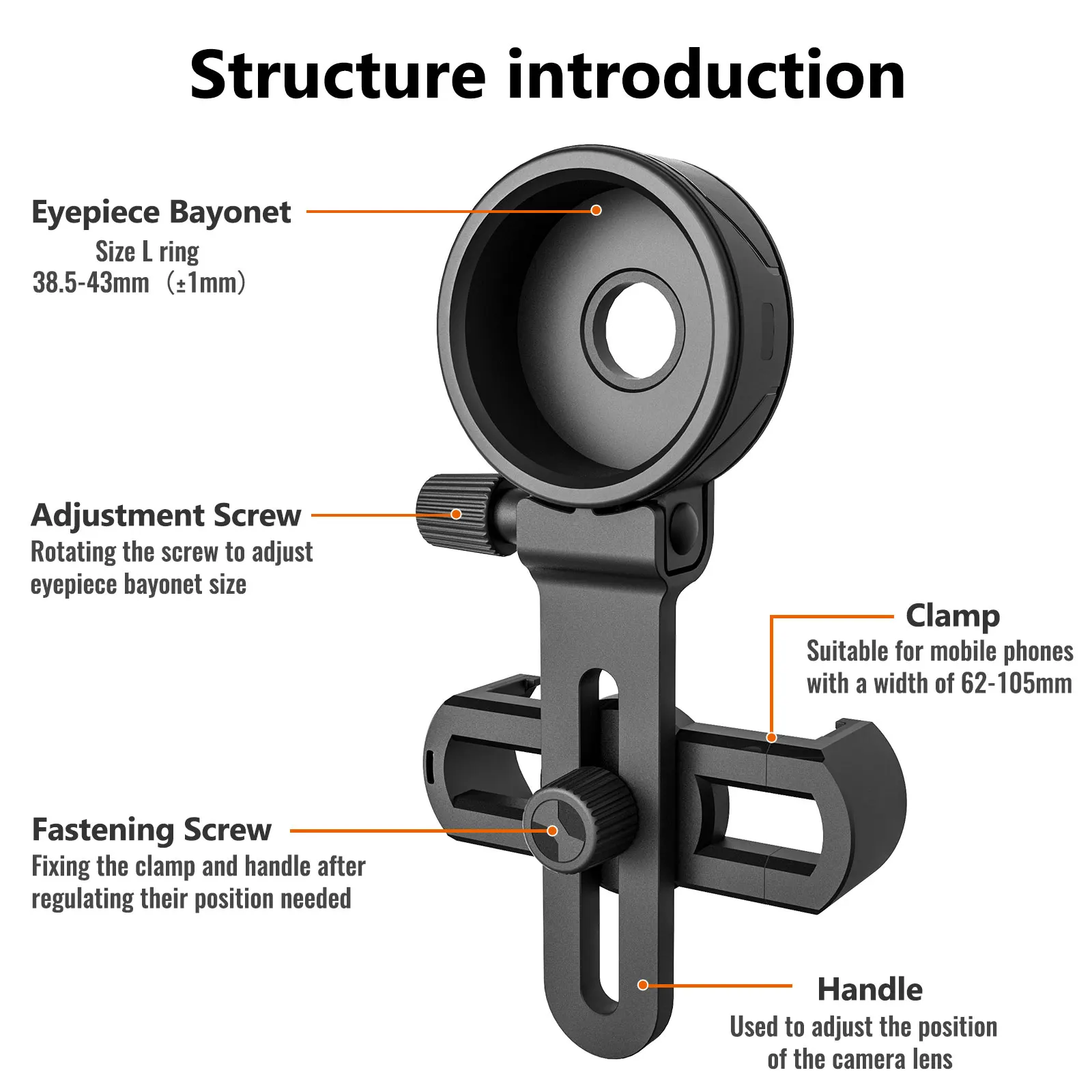 LUXUN Compatible Binocular Monocular Cell Phone Adapter Clip Spotting Scope Microscope Universal Smartphone Adapter Clip