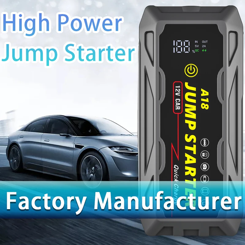 Rugged Geek 18000mah 1000A 12V portable powerbank jump starter with LCD car jump start