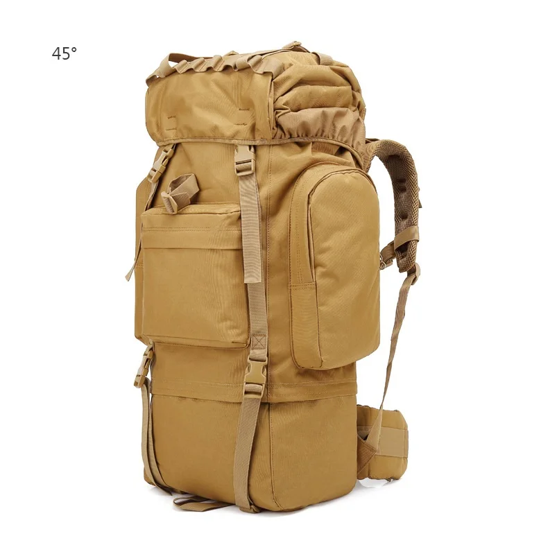 65L Camping Molle Bag Waterproof Mountaineering Large Capacity Tactical Travel Backpack for Hiking Climbing