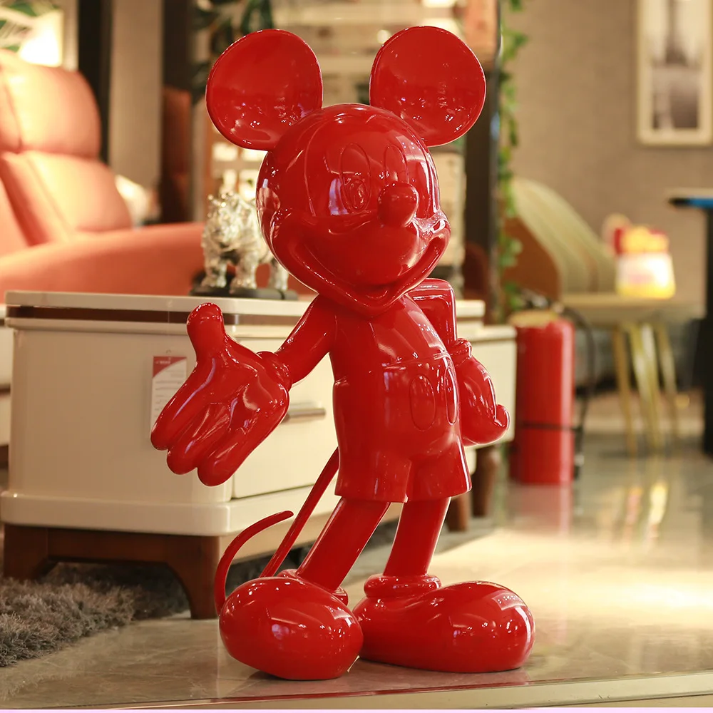 Большая полимерная сидячая Гальваническая скульптура Микки для художественной коллекции