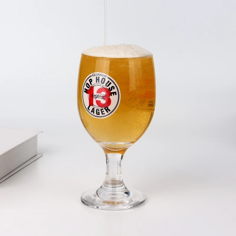 OEM Custom Logo 16oz Belgian Style Stemmed Tulip Chalice Pint Weizen Stange Classic Pilsner Beer Glasses for Lagers IPAs Ales