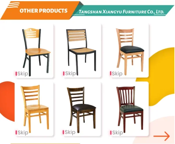 Restaurant Furniture Dining Table Set Design Wooden Modern Metal Iron Powder Coating Dining Chair