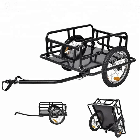 Steel Frame Bicycle Trailer Multifunctional Cargo Transportation Bicycle  Trailer Cargo Rail Folding Luggage Storage Rack Tractor