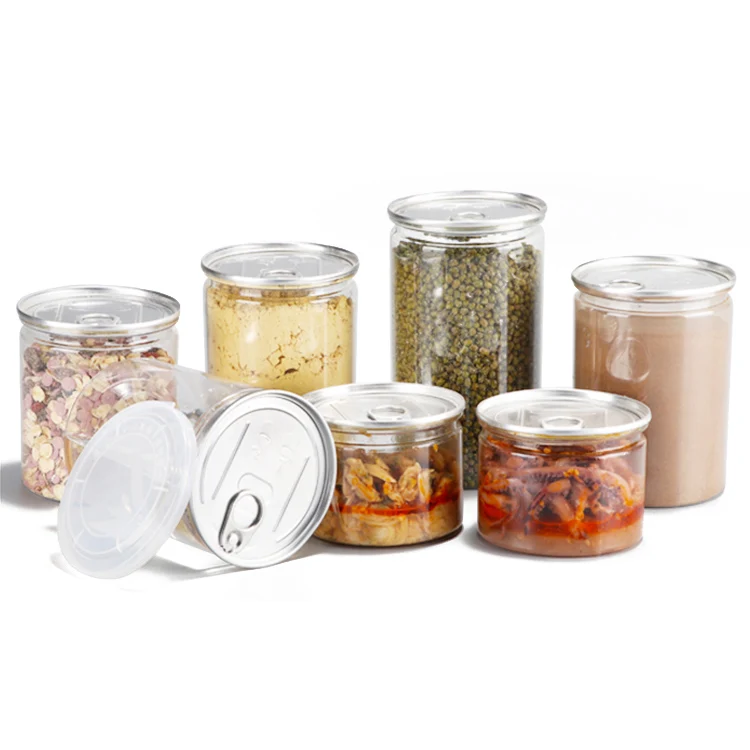 Cosmetic Jars Food Storage Container 8Oz 250Ml 300Ml 500Ml Clear Pet Plastic Jars With Screw Top Lids