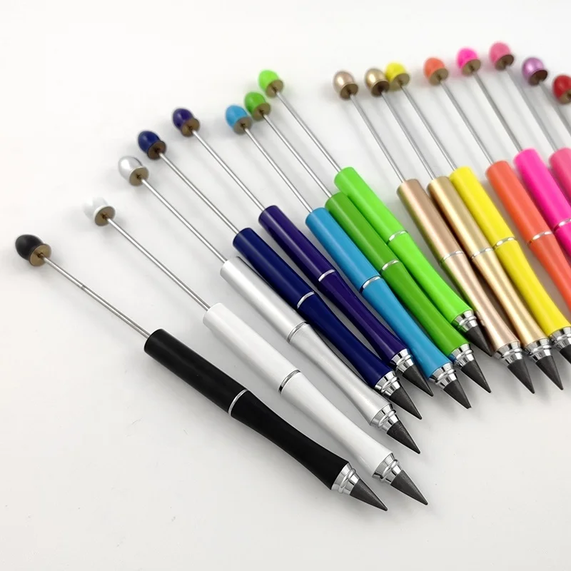 2023 New Beadable Items Gorgeous No Lead Erasable Metal Beaded Inkless DIY Eternal Eraser Inserted Everlasting Pencil Beadable
