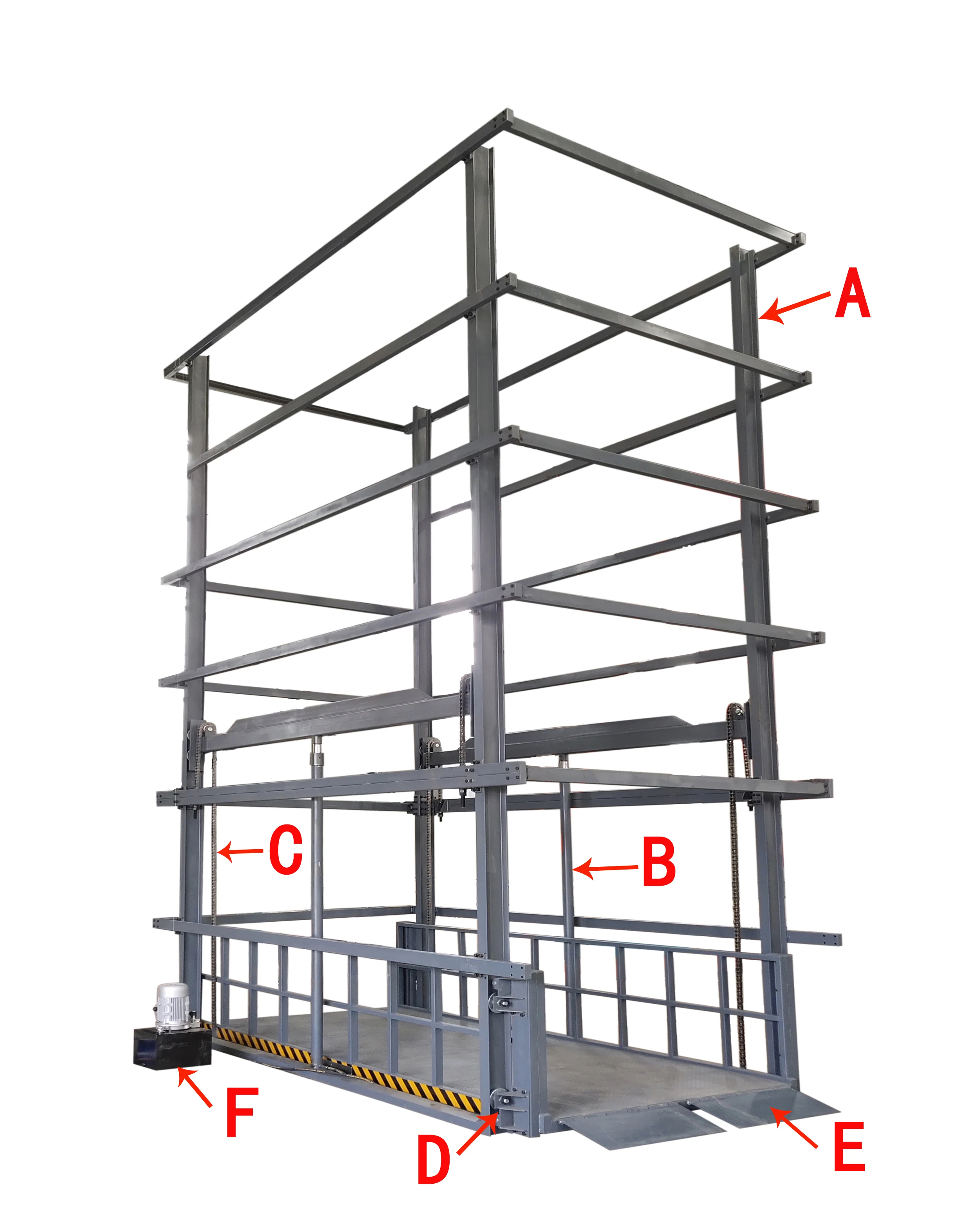 Hydraulic Cargo Lift Elevator Goods Lift Chain Guided Portable Vertical Lifts