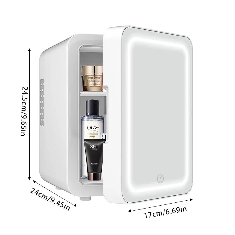 Portable 4L Mini Small Cosmetic Frigo Refrigerator Beauty Skin Care Makeup Mirror 12v Fridge Pink With Led Light for Bedroom