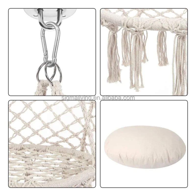 Hot sale hand made home decor round hanging swing portable outdoor swing hang chair