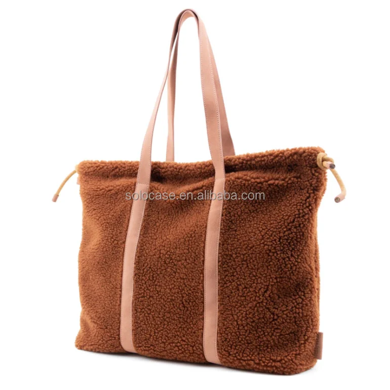 Source Custom Fashion Teddy Fleece Handbag Towel Fabric Bag Winter Gift  Soft Teddy Cloth Tote Bag for Women on m.