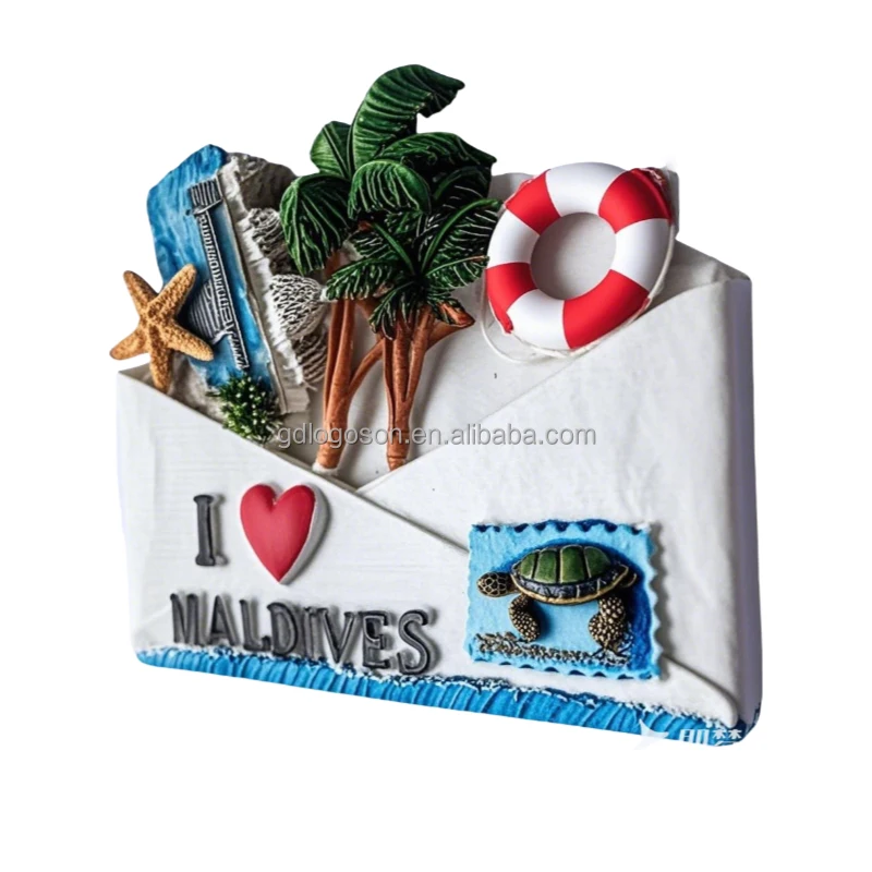 Wedare Magnete 3D Per Frigorifero I Love Maldive - Souvenir Di Viaggio In Resina, 7x8 Cm, Fatto A Mano