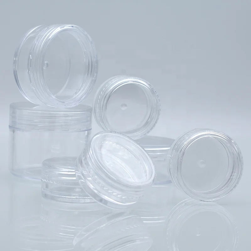 2.5ml 3ml 5ml 10ml 15ml 2.5g 3g 5g 10g 10 ml 5 Gram PS Cream Jar Empty Small Round Jar 5 ml Plastic Cosmetic Sample Containers