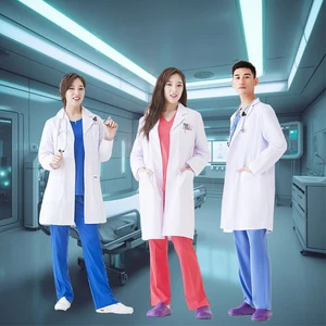 Unisex Custom Printed Short White Polyester/Cotton Woven Fabric Medical Professional Lab Coat OEM Service Hospital Uniform