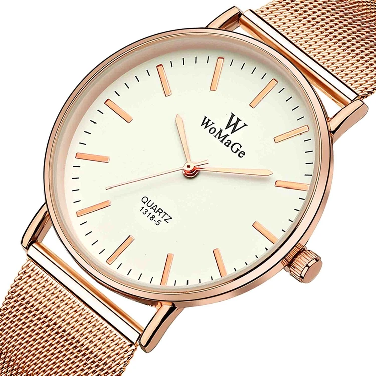 WoMaGe 1118 Japan Quartz Movement Cheap Women Ready to Ship Watch Mesh Bracelet Watch