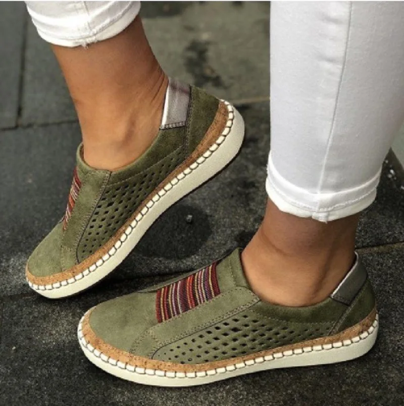 Women's shoes flat matching color platform casual shoes sports style slip-on sporty shoe