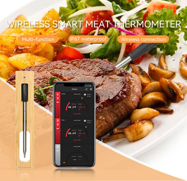 Smart App Digital Wireless Meat Thermometer Barbecue Kitchen Food