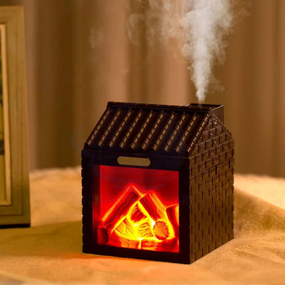 Charcoal House Humidifier Creative Gift Night Light Villa B&B Living Room Retro Simulation Flame Sprayer 2
