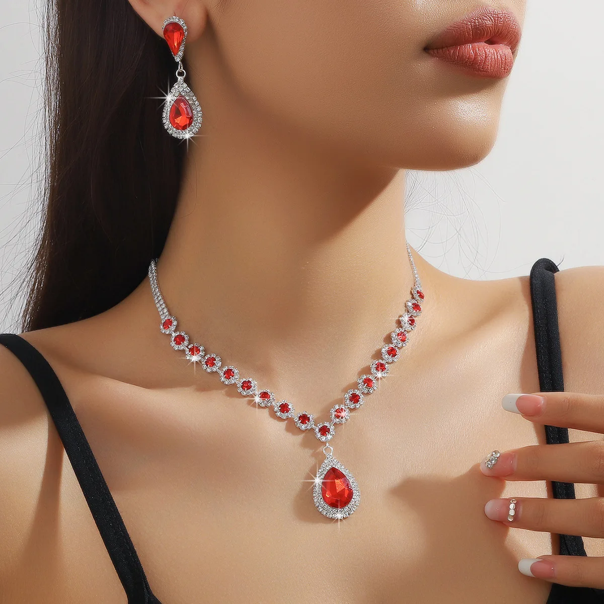 Elegant Crystal Rhinestone Arabic Wedding Jewelry Set
