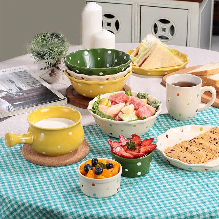 KROKORI Porcelain Dinner Sets Bright Hand Painted Pots