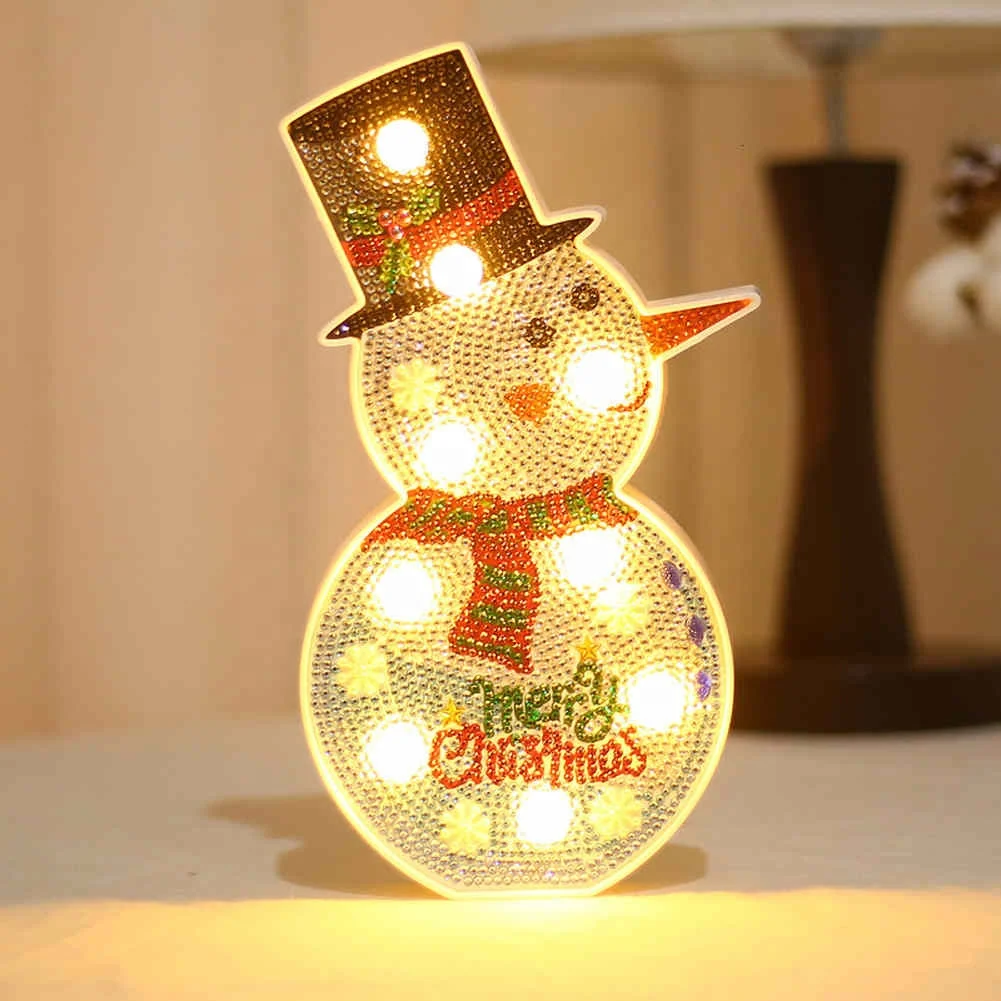 DIY Merry Christmas Diamond Art Painting, LED Lamp Special Shaped
