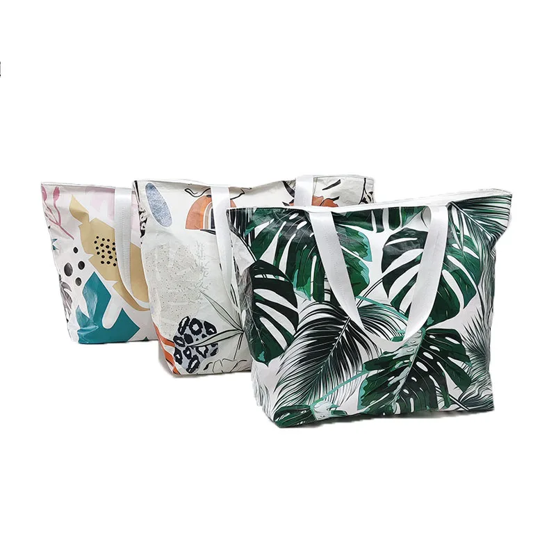 Dupont Paper Beach Bag Holiday Zipper Large Travel Weekend Handbag Eco-fr, Custom Logo & OEM/ODM Welcome