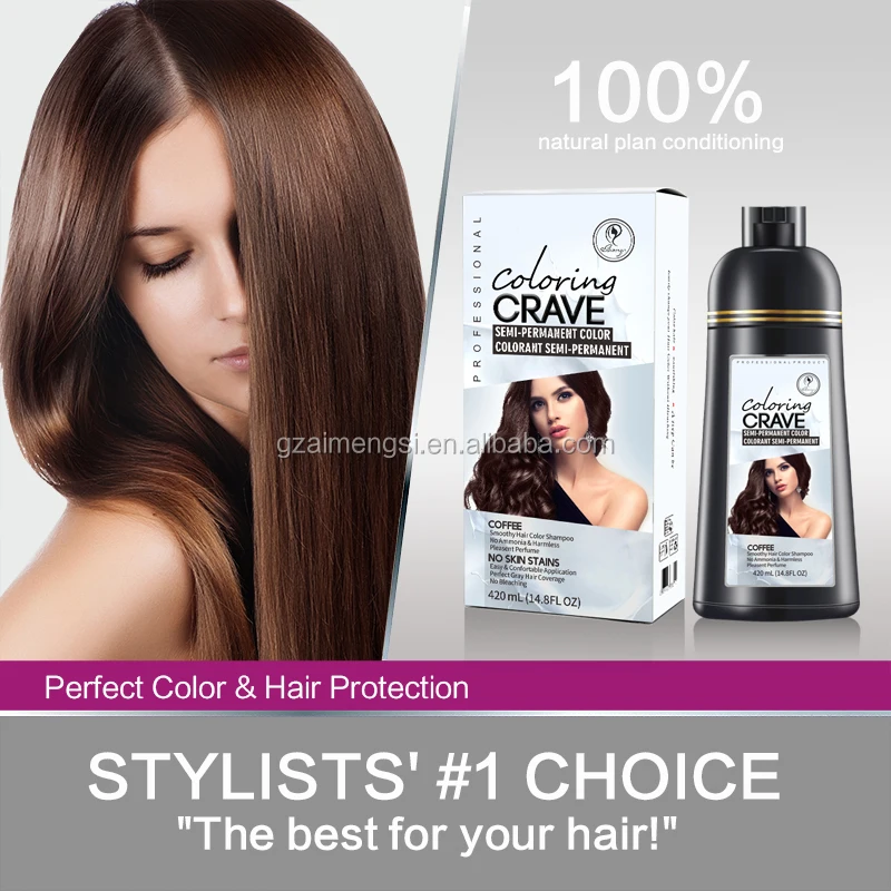 OEM ODM 3 in 1 Instant 500ml Bottle Japanese White Hair Black Color Cream Dark Brown Hair Dye Shampoo