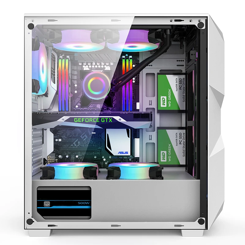 Kingdom White/Black Gaming Computer Case Front Pane Lrgb Fan Atx Mid Tower  - Buy Computer Cases,Atx,Computer Case Pc Product On Alibaba.Com