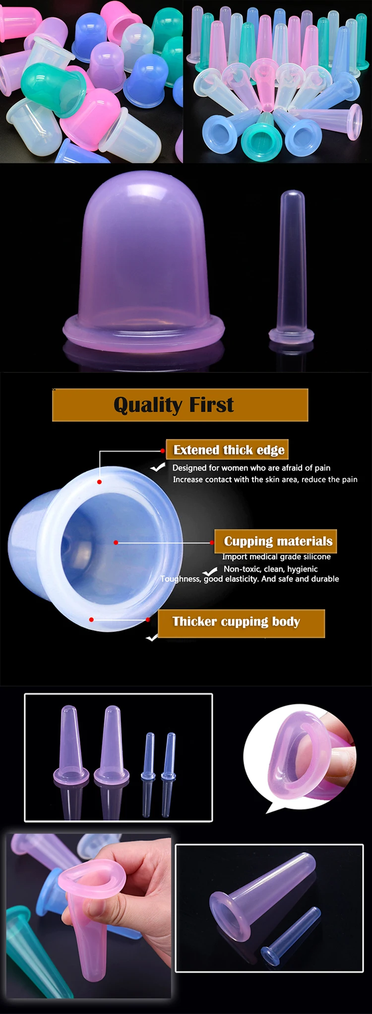 Best Chinese Cup Set for Anti Cellulite silicone facial cupping for face