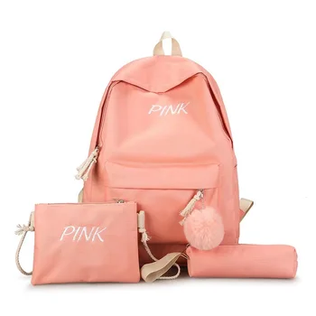 New Arrival candy color backpack set 3-piece-set shoulder bag pencil bag Junior high school students school bag