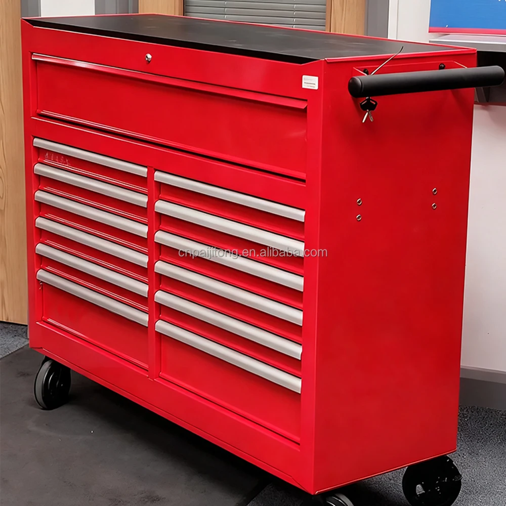 13 Drawer Tool Cabinet Garage Metal Rolling Roller Tool Trolley Chest On 4 Wheels With Tools