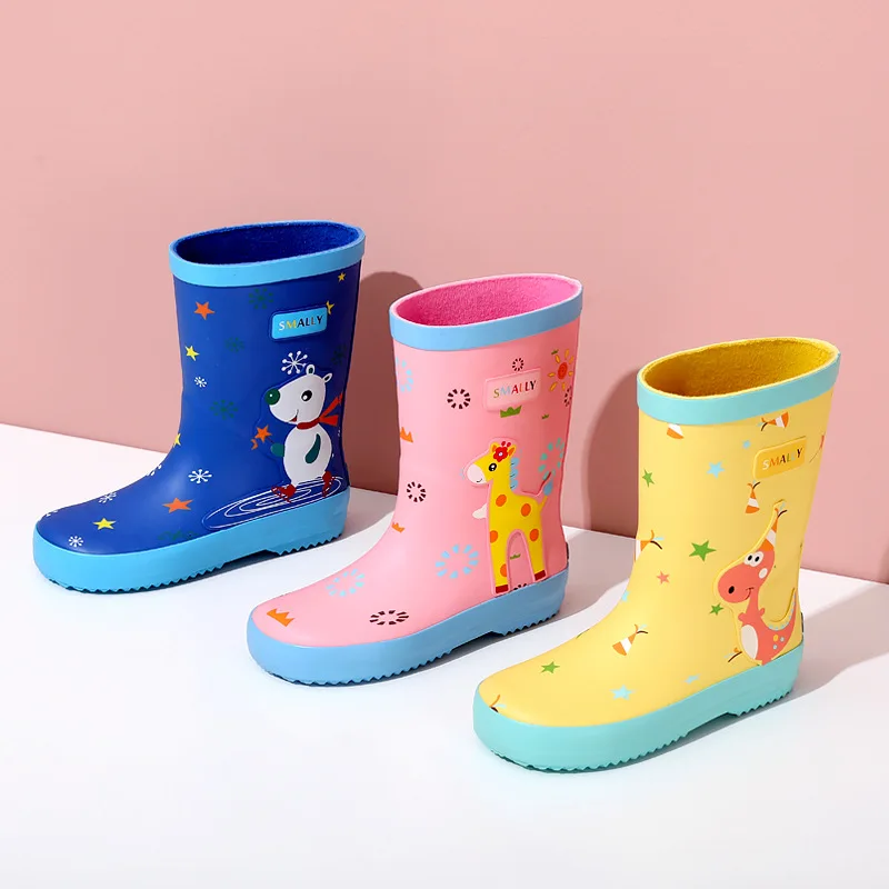 Waterproof Natural Rubber Rain Boots for Babies and Bigger top Kids Children Water B