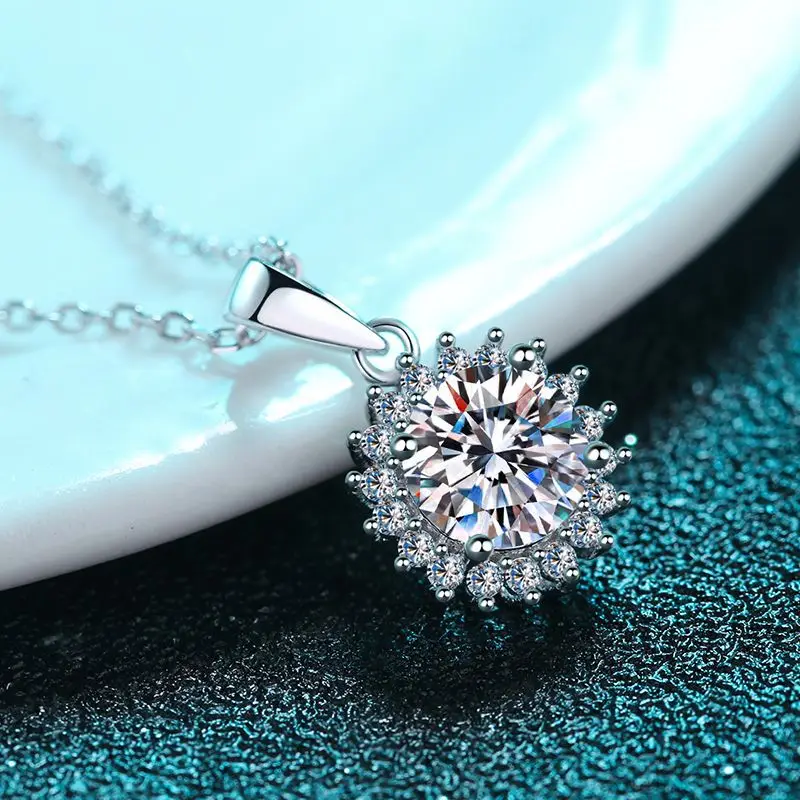 ●TATIANA● Silver 925 Moissanite 1 Carat Necklace DN0002 17 1 Carat Moissanite 925 Sterling Silver Necklace – Kustom
