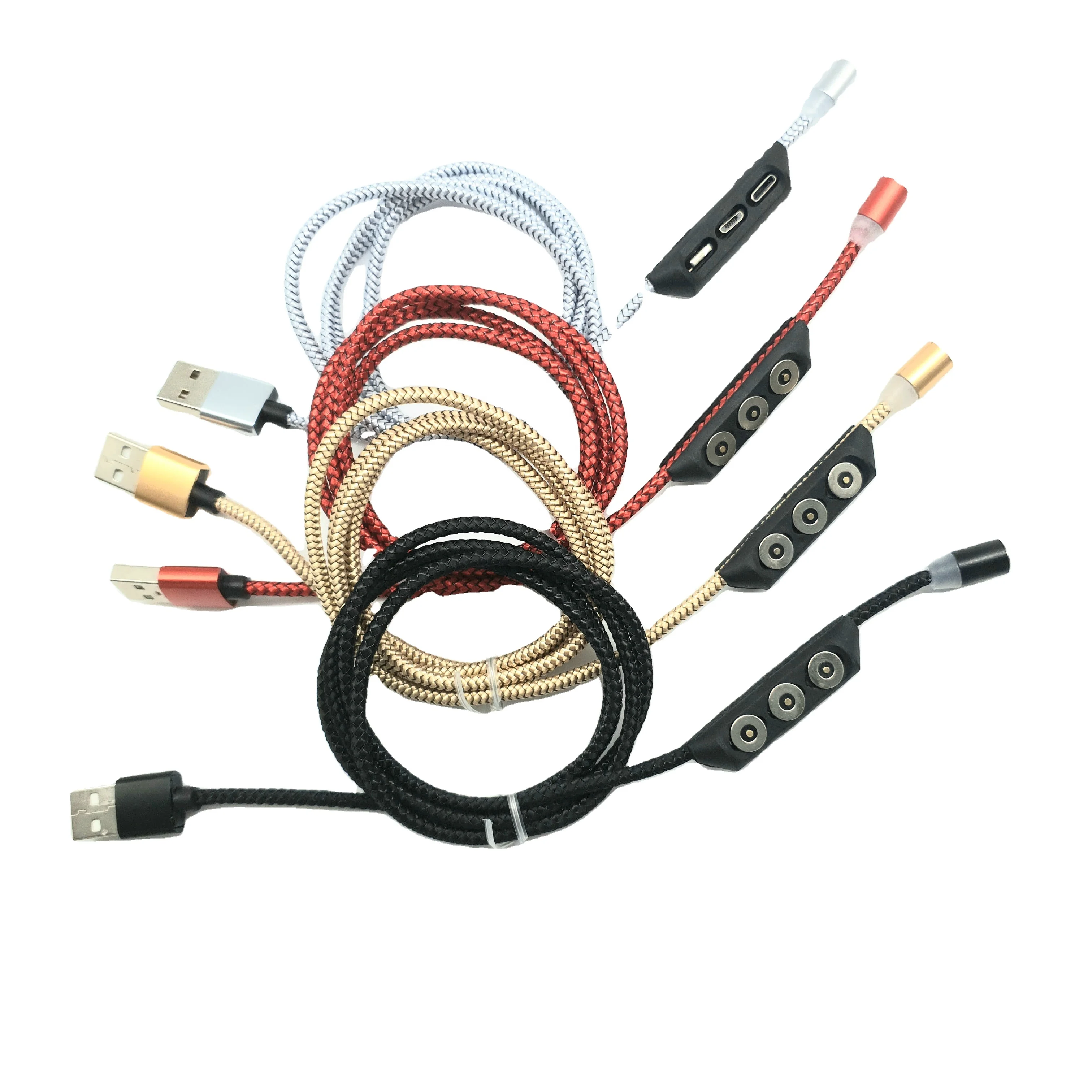 Micro usb для быстрой зарядки светодиодный магнитный зарядный кабель 3 в 1 Магнитный с бесплатной головкой