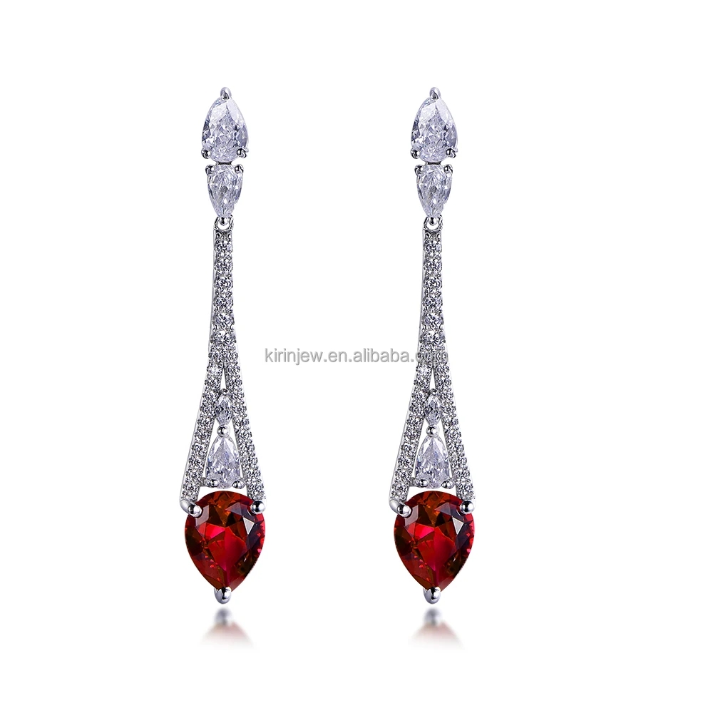 Luxury garnet earrings 925 sterling silver long earring sets for women jewelry fashion earrings trend 2022