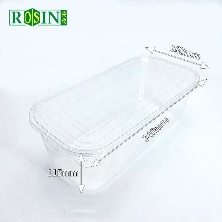 Custom logo 2 5l 3500ml Rectangular Disposable Takeaway clear Plastic Ice Cream Shop Freezer Container With Lid