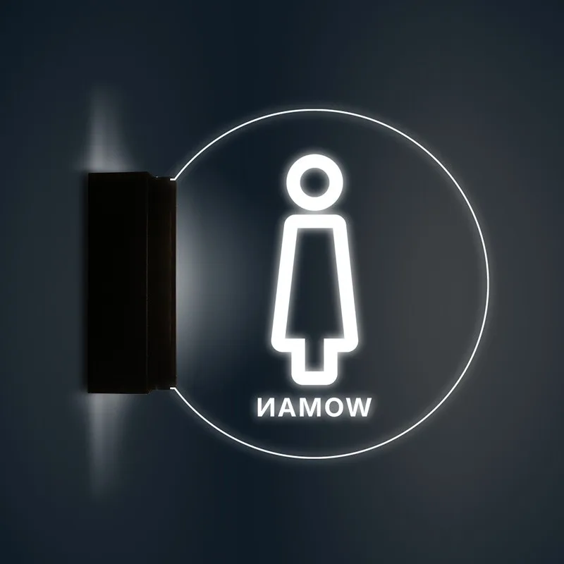 Офисное Кафе Магазин светящийся светодиодный знак туалета Круглый акриловый дверной знак для туалета ванная комната знак