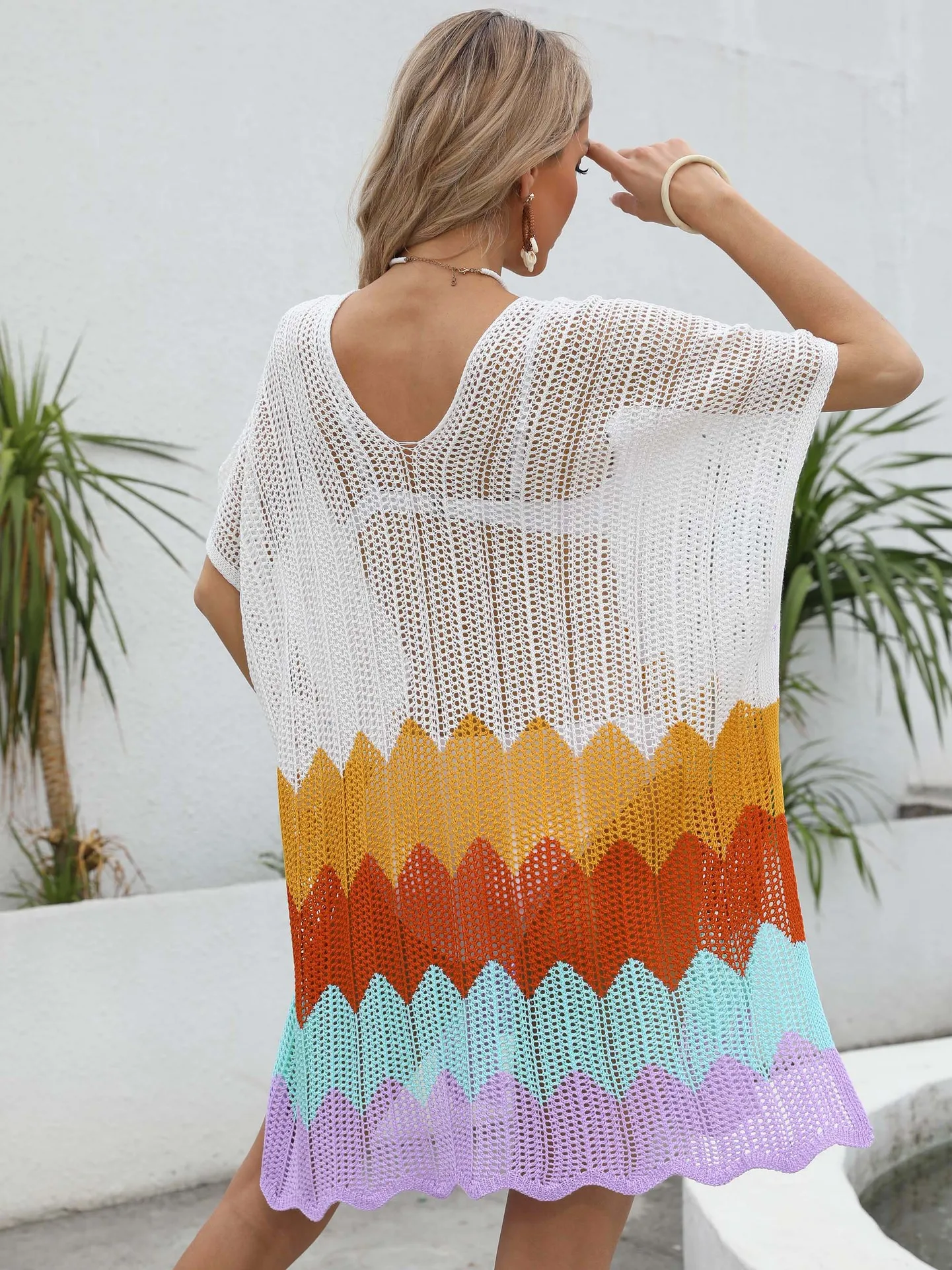 Factory Direct Crochet Beach Dress Colorful Summer Cover up for